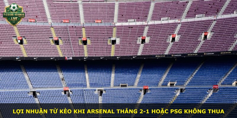 Lợi nhuận từ kèo khi Arsenal thắng 2-1 hoặc PSG không thua